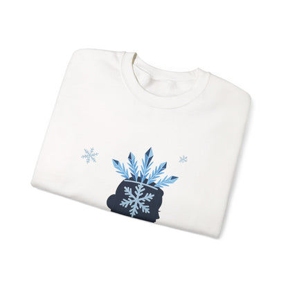 Unisex Heavy Blend™ mw2139 | Ice Queen Silhouette Sweatshirt – Elegant Snowflake Winter Crown Crewneck, Cozy Holiday Gift