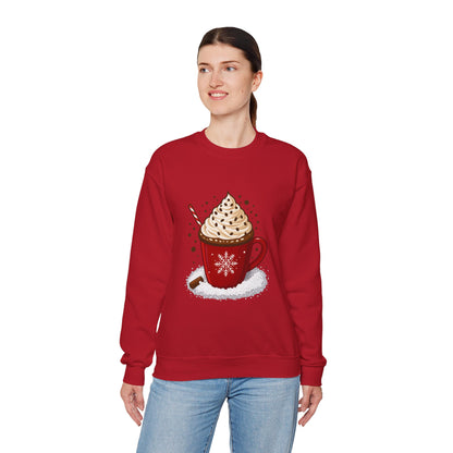 Unisex Heavy Blend™ mw2056 | Hot Cocoa Christmas Sweatshirt – Festive Holiday Mug Crewneck, Winter Hot Chocolate Pullover Sweater