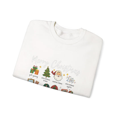 Unisex Heavy Blend™ mw2040 | Merry Christmas Icons Sweatshirt – Red Holiday Crewneck, Xmas Gift & Winter Party Outfit