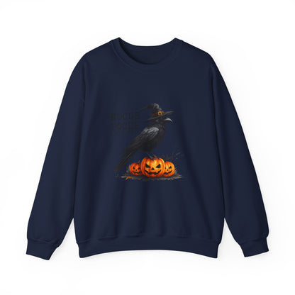 Unisex Heavy Blend™ Hocus Pocus Halloween Sweatshirt – Witchy Raven & Pumpkin Graphic | mw1008