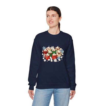 Unisex Heavy Blend™ mw2071 | Hot Cocoa Christmas Sweatshirt – Festive Marshmallow Mug Holiday Crewneck, Winter Hot Chocolate Pullover Sweater