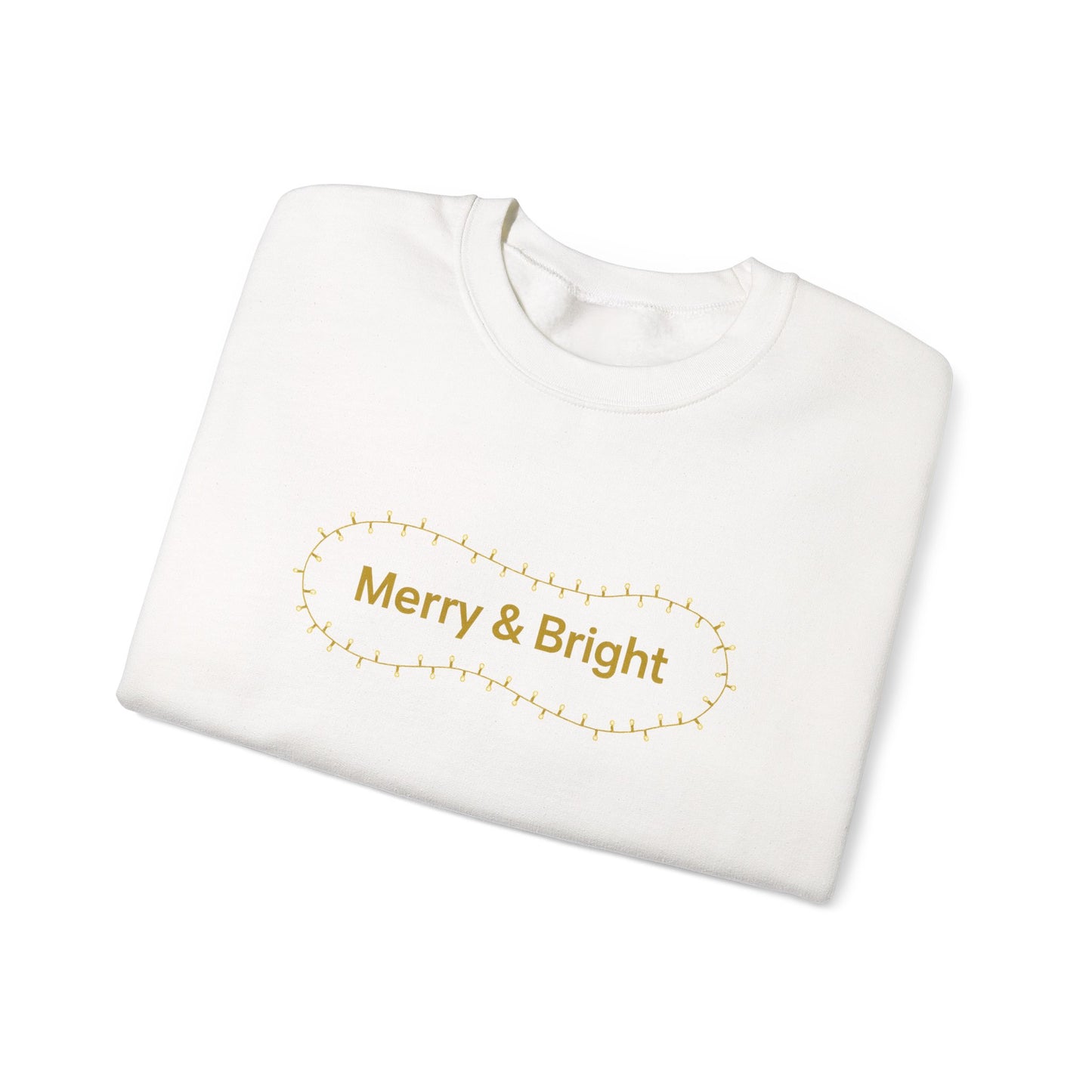 Unisex Heavy Blend™ mw2064 | Merry & Bright Christmas Sweatshirt – Minimalist Holiday Lights Crewneck, Festive Winter Pullover Sweater