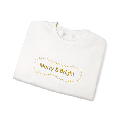 Unisex Heavy Blend™ mw2064 | Merry & Bright Christmas Sweatshirt – Minimalist Holiday Lights Crewneck, Festive Winter Pullover Sweater