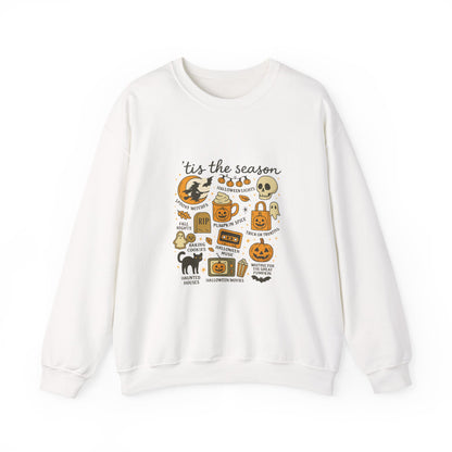 Unisex Heavy Blend™ Halloween Essentials Sweatshirt – Spooky Season Pumpkin Crewneck | mw1016