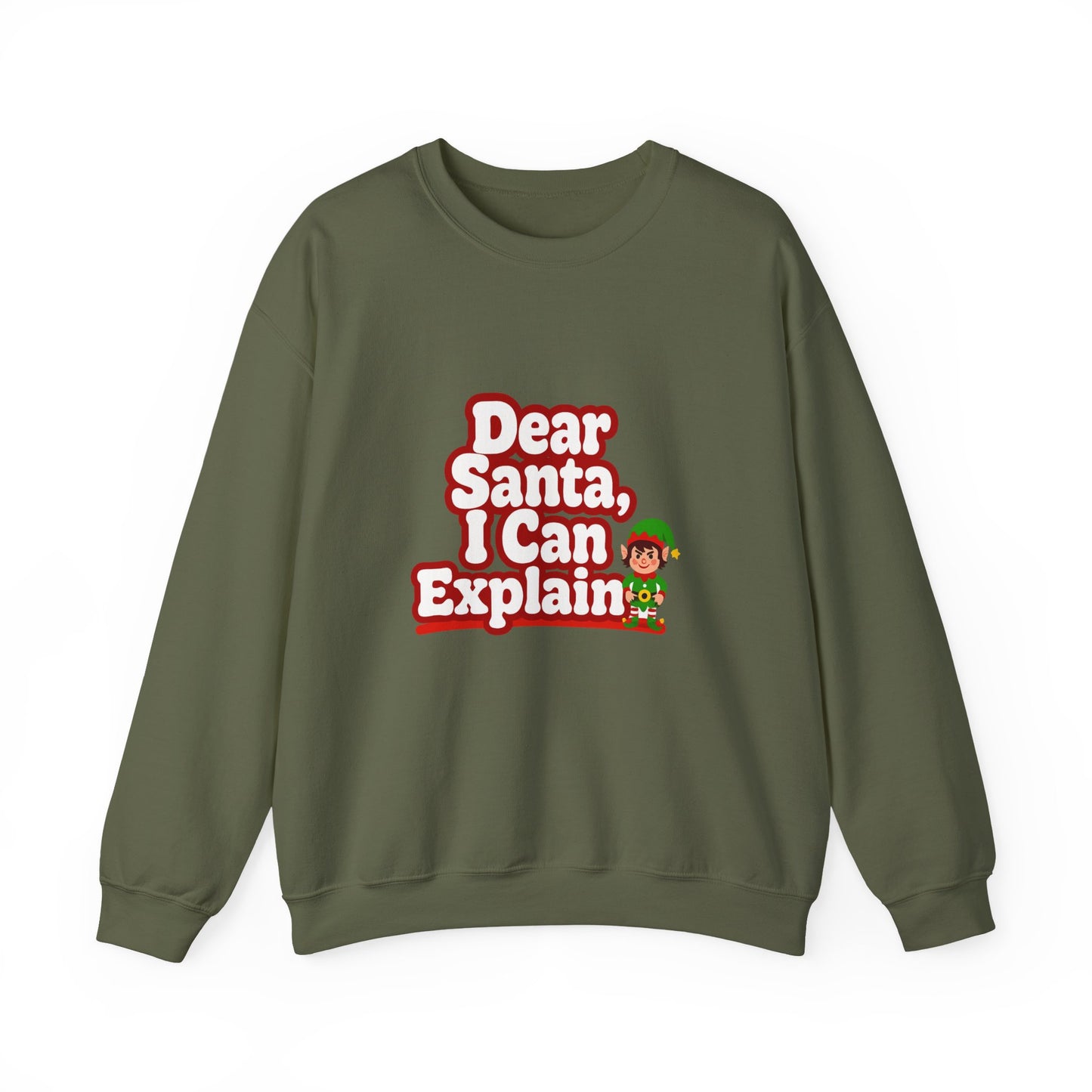 Unisex Heavy Blend™ mw2073 | Dear Santa I Can Explain Sweatshirt – Funny Christmas Elf Crewneck, Cute Holiday Pullover Sweater Gift