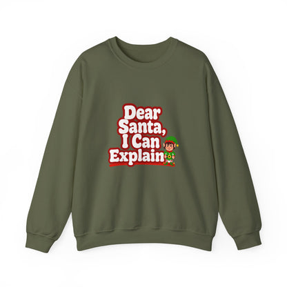 Unisex Heavy Blend™ mw2073 | Dear Santa I Can Explain Sweatshirt – Funny Christmas Elf Crewneck, Cute Holiday Pullover Sweater Gift
