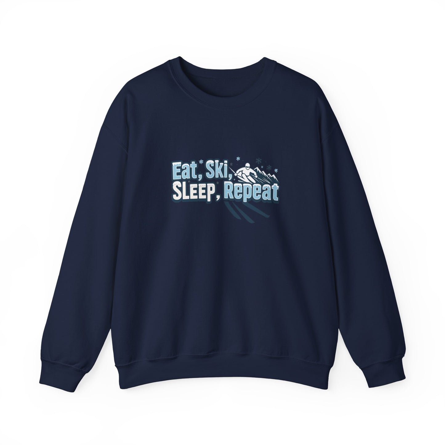 Unisex Heavy Blend™ mw2114 | Eat Ski Sleep Repeat Sweatshirt – Funny Skiing Winter Crewneck, Cozy Snow Sports Gift for Ski Lovers
