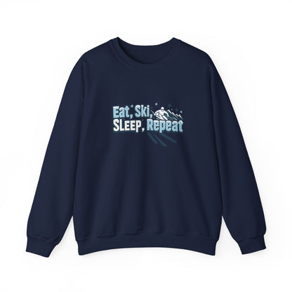 Unisex Heavy Blend™ mw2114 | Eat Ski Sleep Repeat Sweatshirt – Funny Skiing Winter Crewneck, Cozy Snow Sports Gift for Ski Lovers