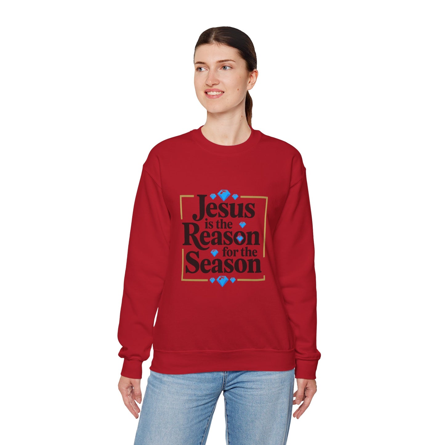 Unisex Heavy Blend™ mw2074 | Jesus Is the Reason for the Season Sweatshirt – Christian Christmas Bible Verse Crewneck, Religious Holiday Pullover