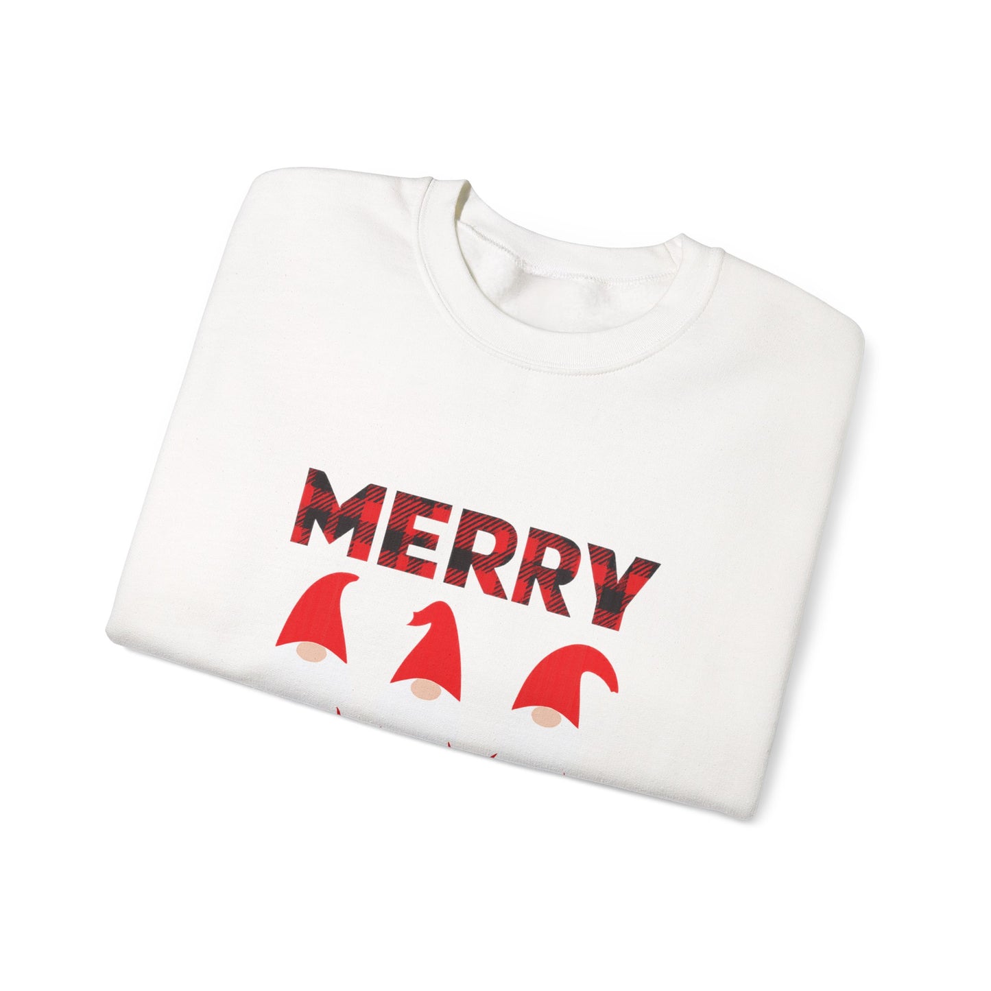 Unisex Heavy Blend™ mw2009 | Merry Christmas Gnome Sweatshirt – Buffalo Plaid Holiday Crewneck | Cozy Unisex Winter Gift