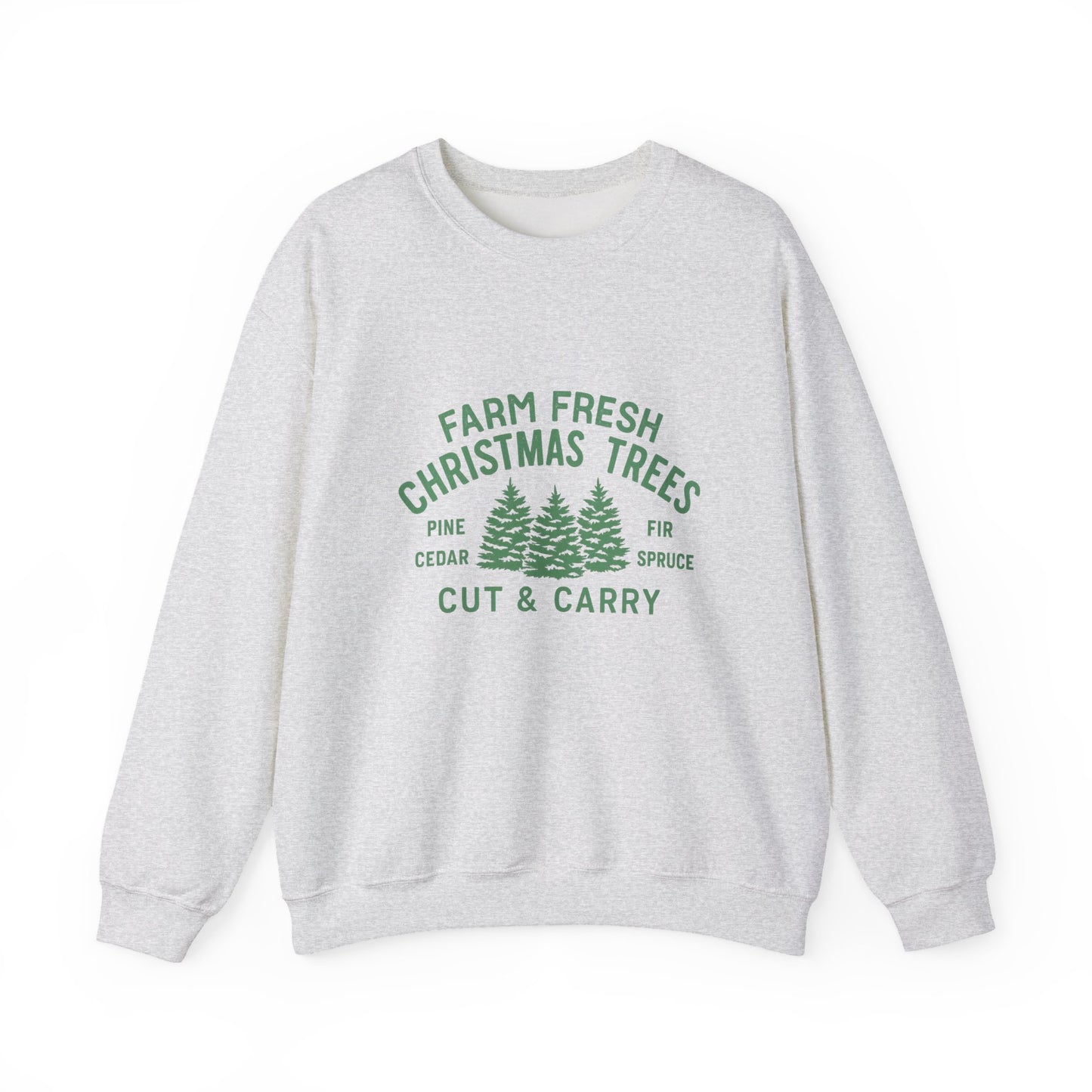 Unisex Heavy Blend™ mw2024 | Farm Fresh Christmas Trees Sweatshirt – Rustic Holiday Pine & Fir Crewneck | Vintage Unisex Winter Gift
