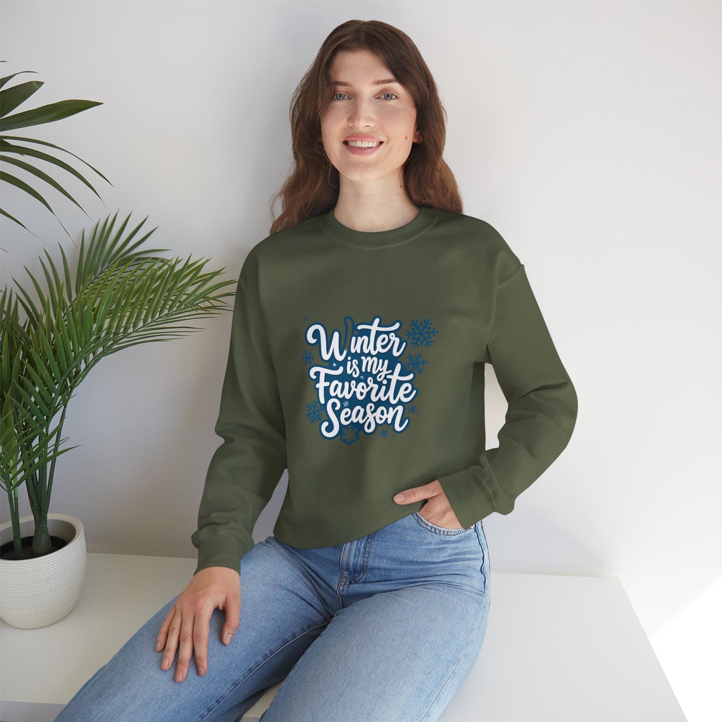 Unisex Heavy Blend™ mw2100 | Winter Is My Favorite Season Sweatshirt – Cozy Snowflake Winter Crewneck, Cute Cold Weather Gift