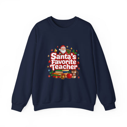 Unisex Heavy Blend™ mw2088 | Santa’s Favorite Teacher Christmas Sweatshirt – Cute Holiday Gift for Teachers, Festive Pullover