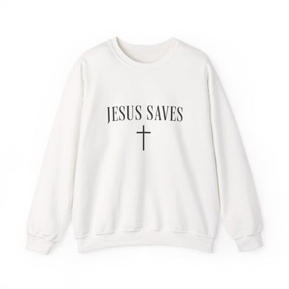 Unisex Heavy Blend™ Jesus Saves Christian Sweatshirt – Faith Cross Crewneck | Inspirational Religious Gift | mw2001