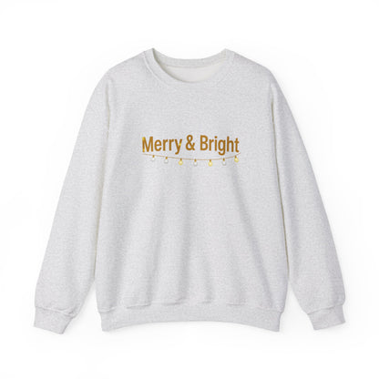 Unisex Heavy Blend™ mw2063 | Merry & Bright Christmas Sweatshirt – Minimalist Holiday Lights Crewneck, Festive Winter Pullover Sweater