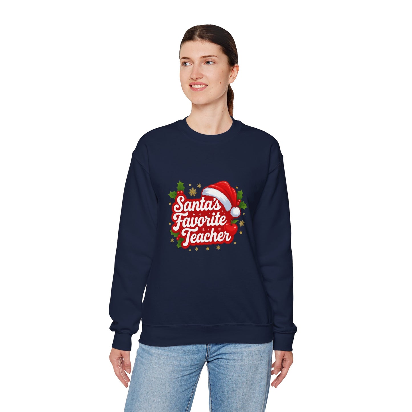 Unisex Heavy Blend™ mw2089 | Santa’s Favorite Teacher Sweatshirt – Cute Christmas Gift for Teachers, Holiday Pullover
