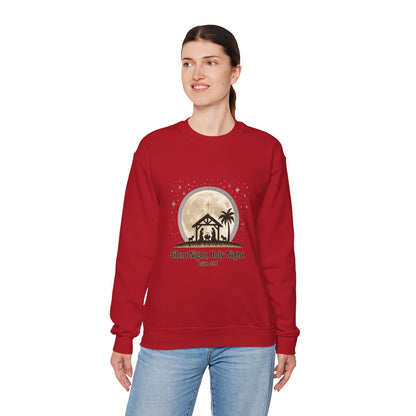 Unisex Heavy Blend™ mw2067 | Silent Night Holy Night Sweatshirt – Christian Nativity Scene Crewneck, Luke 2:14 Bible Verse Christmas Pullover