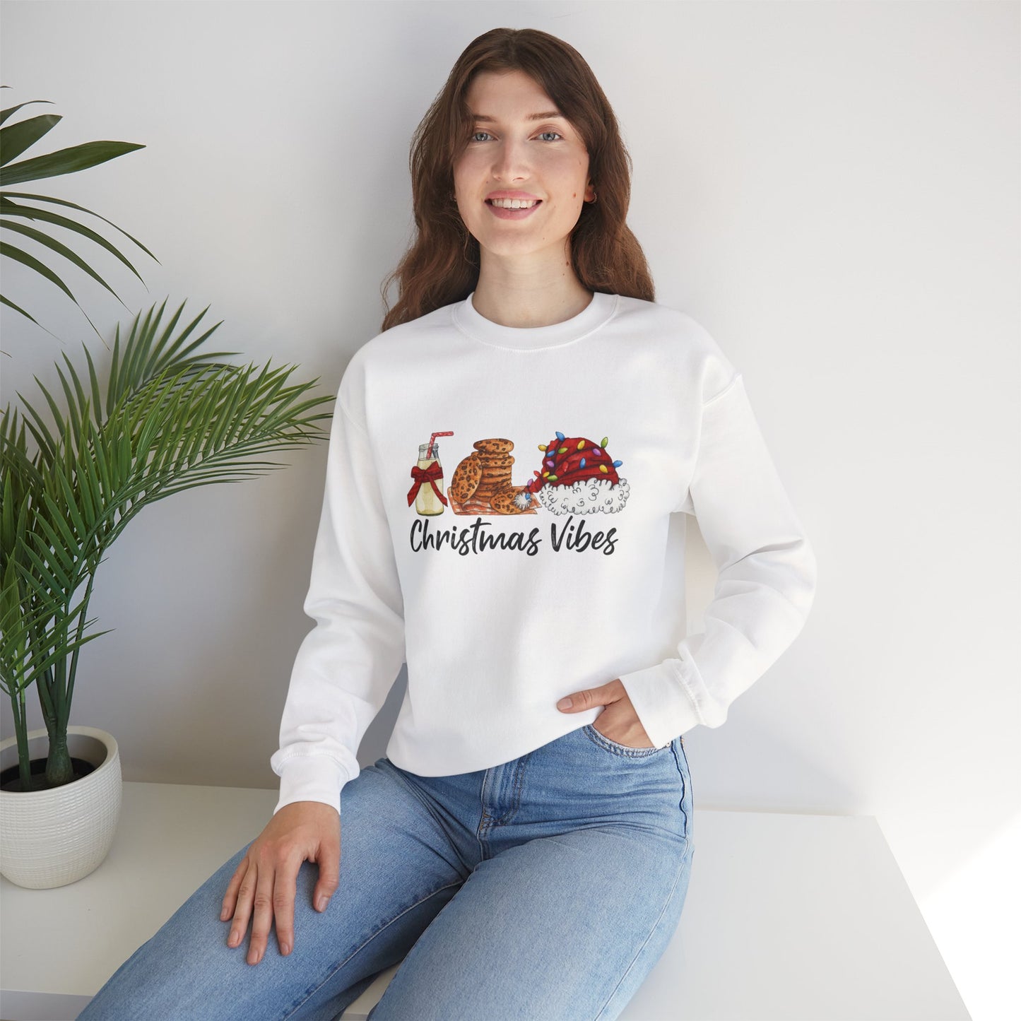 Unisex Heavy Blend™ mw2029 | Christmas Vibes Sweatshirt – Festive Milk & Cookies Holiday Crewneck | Cozy Unisex Winter Gift