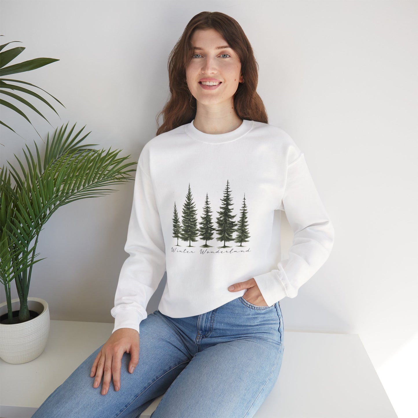 Unisex Heavy Blend™ mw2039 | Winter Wonderland Sweatshirt – Cozy Pine Tree Forest Crewneck | Aesthetic Holiday Winter Pullover