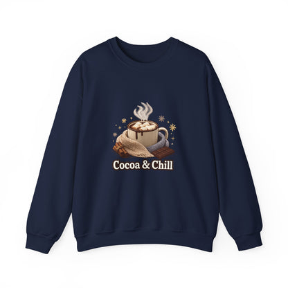 Unisex Heavy Blend™ mw2137 | Cocoa and Chill Christmas Sweatshirt – Cozy Hot Chocolate Holiday Crewneck, Cute Winter Gift
