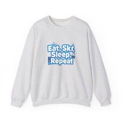 Unisex Heavy Blend™ mw2115 | Eat Ski Sleep Repeat Sweatshirt – Funny Skiing Winter Crewneck, Cozy Snow Sports Gift for Ski Lovers