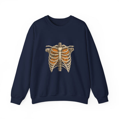 Unisex Heavy Blend™ Halloween Skeleton X-Ray Sweatshirt – Pumpkin Ribcage Design | mw1011