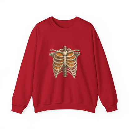 Unisex Heavy Blend™ Halloween Skeleton X-Ray Sweatshirt – Pumpkin Ribcage Design | mw1011