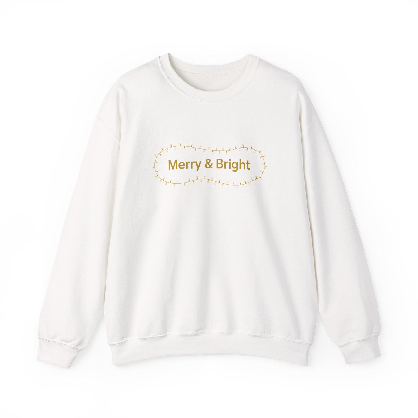 Unisex Heavy Blend™ mw2064 | Merry & Bright Christmas Sweatshirt – Minimalist Holiday Lights Crewneck, Festive Winter Pullover Sweater