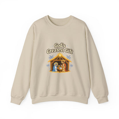 Unisex Heavy Blend™ mw2132 | God’s Greatest Gift Nativity Christmas Sweatshirt – Christian Holiday Crewneck, Religious Xmas Gift