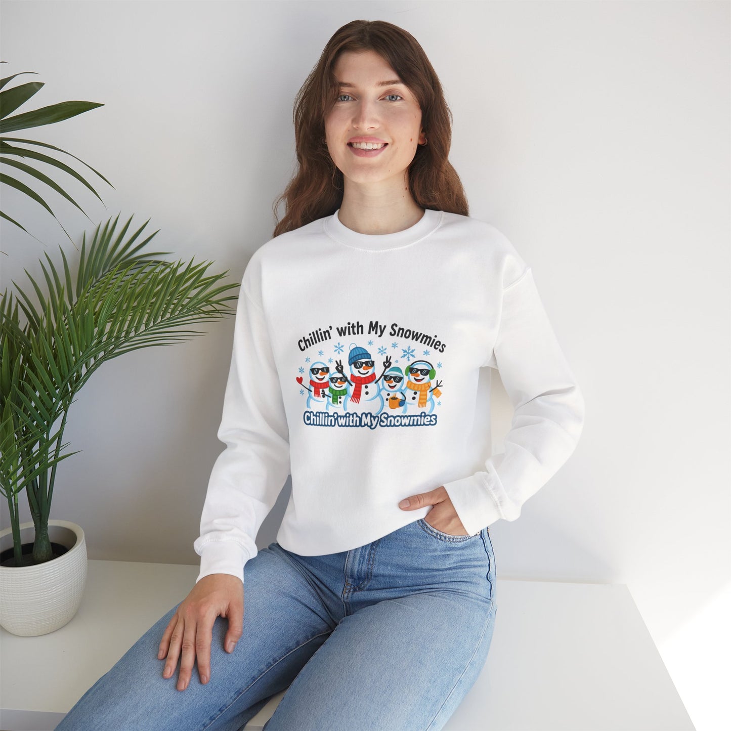 Unisex Heavy Blend™ mw2108 | Chillin’ With My Snowmies Christmas Sweatshirt – Funny Snowman Holiday Crewneck, Cute Winter Xmas Gift