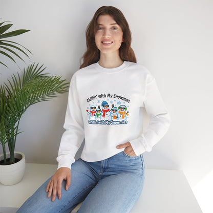 Unisex Heavy Blend™ mw2108 | Chillin’ With My Snowmies Christmas Sweatshirt – Funny Snowman Holiday Crewneck, Cute Winter Xmas Gift