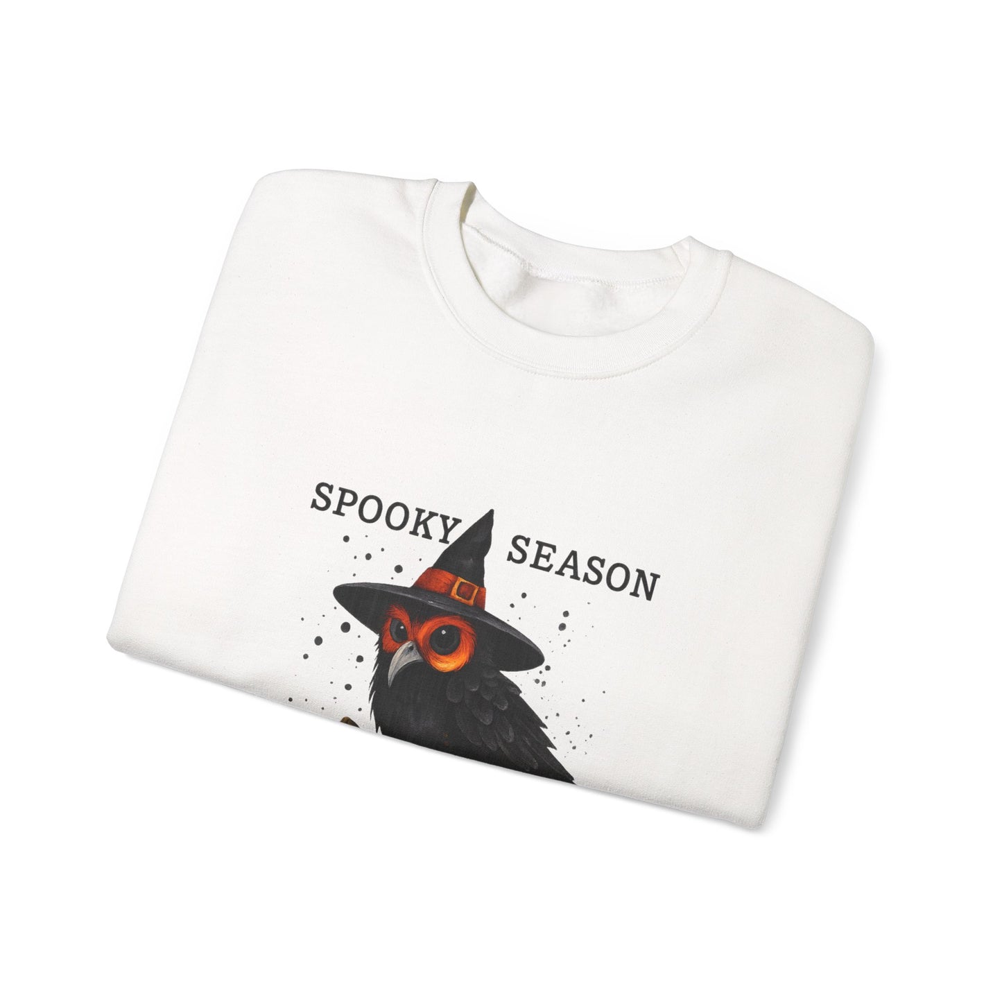 Unisex Heavy Blend™ Spooky Season Halloween Sweatshirt – Witch Hat Owl & Pumpkin Design | mw1006