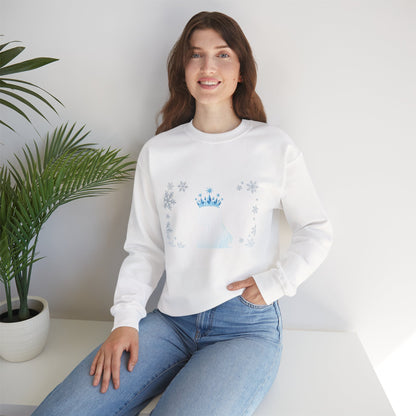 Unisex Heavy Blend™ mw2140 | Ice Queen Silhouette Sweatshirt – Elegant Snowflake Winter Crown Crewneck, Cozy Holiday Gift