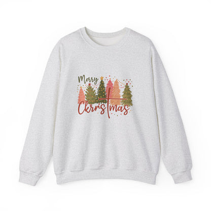 Unisex Heavy Blend™ mw2042 | Merry Christmas Sweatshirt – Faith Cross Holiday Crewneck, Christian Christmas Pullover, Festive Winter Outfit