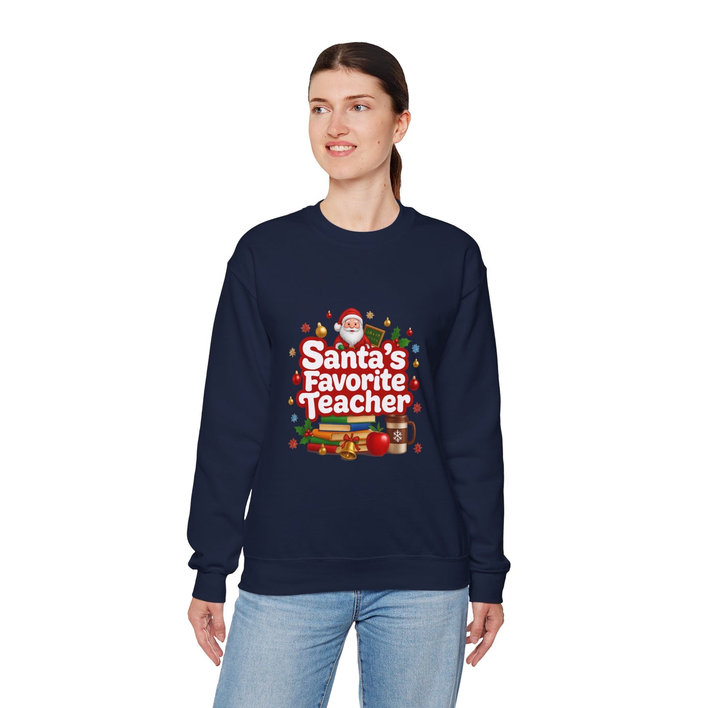 Unisex Heavy Blend™ mw2088 | Santa’s Favorite Teacher Christmas Sweatshirt – Cute Holiday Gift for Teachers, Festive Pullover