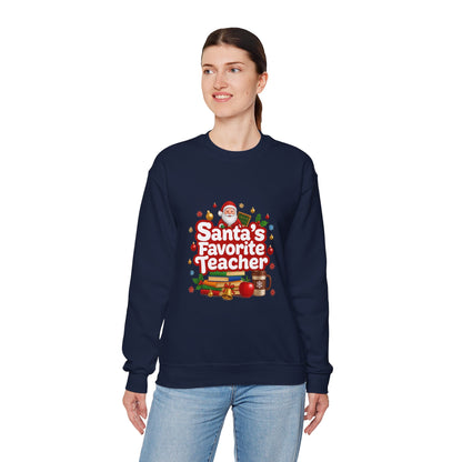 Unisex Heavy Blend™ mw2088 | Santa’s Favorite Teacher Christmas Sweatshirt – Cute Holiday Gift for Teachers, Festive Pullover