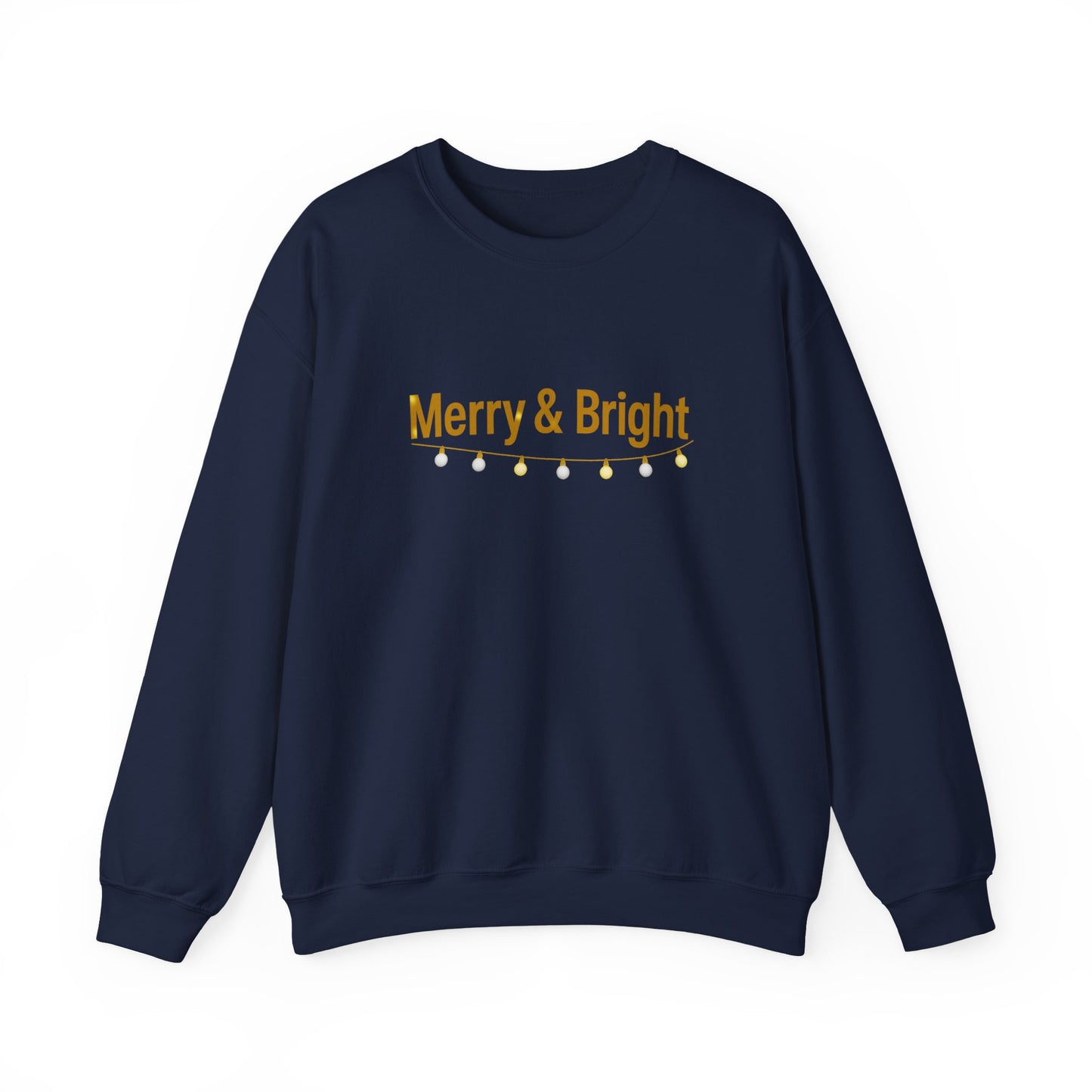 Unisex Heavy Blend™ mw2063 | Merry & Bright Christmas Sweatshirt – Minimalist Holiday Lights Crewneck, Festive Winter Pullover Sweater
