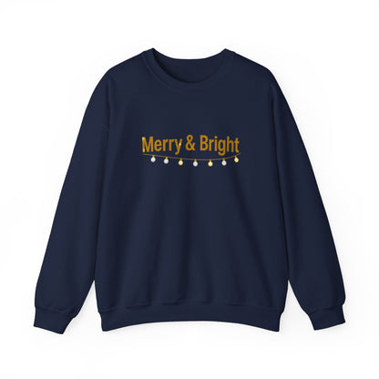 Unisex Heavy Blend™ mw2063 | Merry & Bright Christmas Sweatshirt – Minimalist Holiday Lights Crewneck, Festive Winter Pullover Sweater
