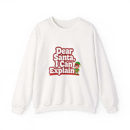 Unisex Heavy Blend™ mw2073 | Dear Santa I Can Explain Sweatshirt – Funny Christmas Elf Crewneck, Cute Holiday Pullover Sweater Gift