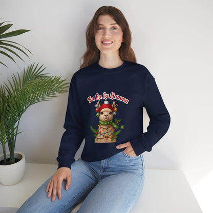 Unisex Heavy Blend™ mw2125 | Fa La La Llama Christmas Sweatshirt – Funny Holiday Llama Crewneck, Cute Festive Xmas Gift