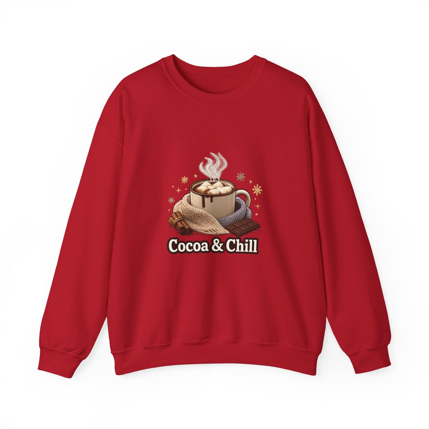 Unisex Heavy Blend™ mw2137 | Cocoa and Chill Christmas Sweatshirt – Cozy Hot Chocolate Holiday Crewneck, Cute Winter Gift