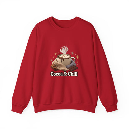 Unisex Heavy Blend™ mw2137 | Cocoa and Chill Christmas Sweatshirt – Cozy Hot Chocolate Holiday Crewneck, Cute Winter Gift