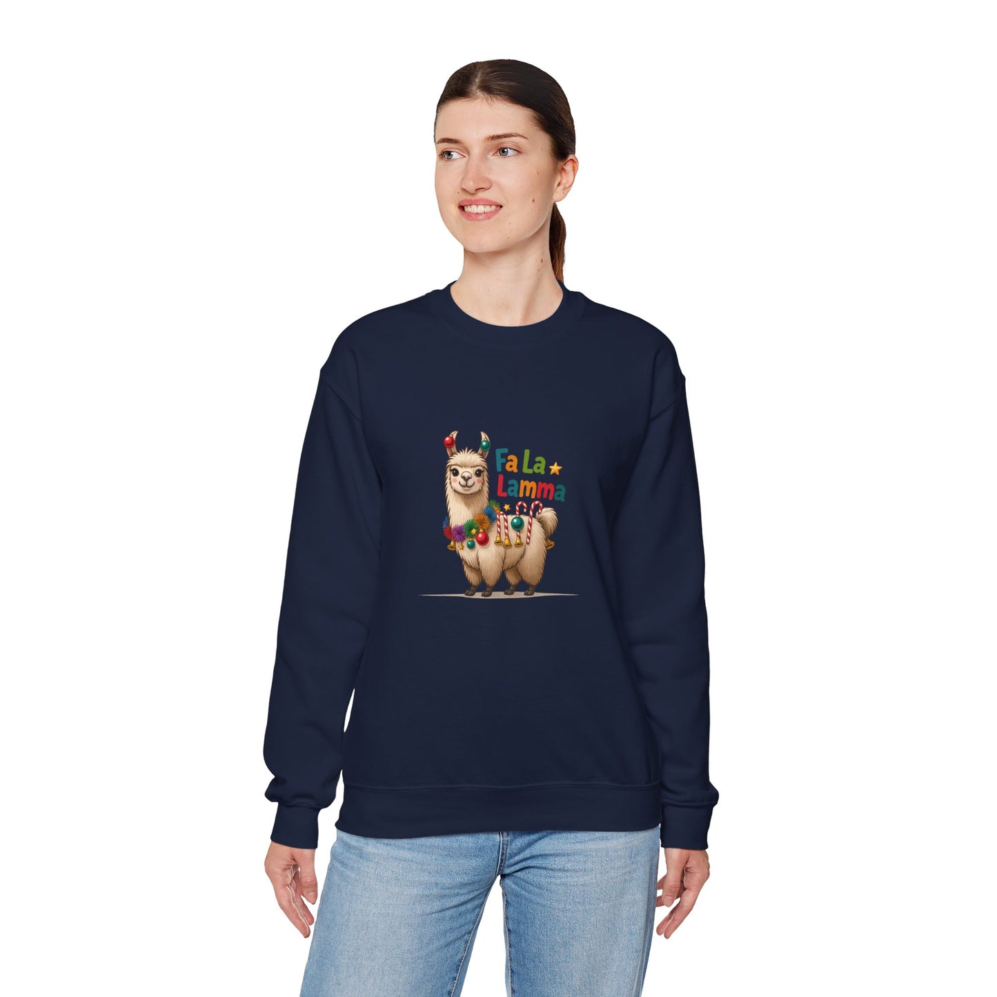 Unisex Heavy Blend™ mw2124 | Fa La La Llama Christmas Sweatshirt – Funny Holiday Llama Crewneck, Cute Festive Xmas Gift
