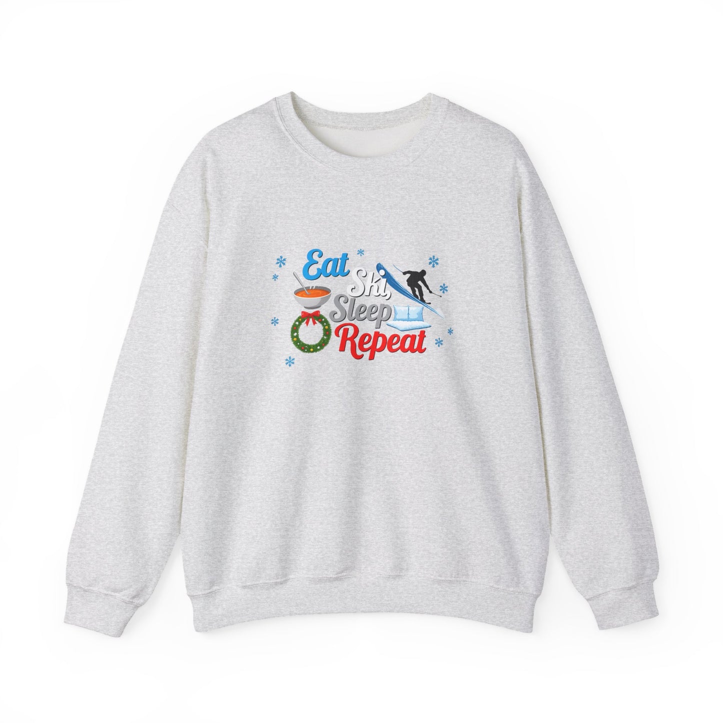 Unisex Heavy Blend™ mw2116 | Eat Ski Sleep Repeat Sweatshirt – Funny Skiing Winter Crewneck, Cozy Snow Sports Gift for Ski Lovers