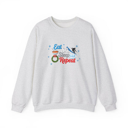 Unisex Heavy Blend™ mw2116 | Eat Ski Sleep Repeat Sweatshirt – Funny Skiing Winter Crewneck, Cozy Snow Sports Gift for Ski Lovers