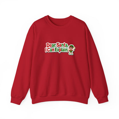 Unisex Heavy Blend™ mw2072 | Dear Santa I Can Explain Sweatshirt – Funny Christmas Elf Holiday Crewneck, Festive Winter Pullover