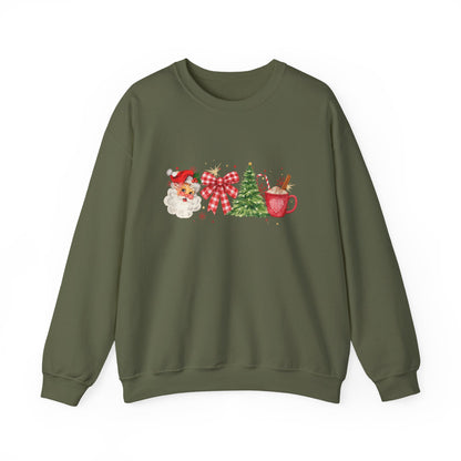 Unisex Heavy Blend™ mw2050 | Vintage Christmas Sweatshirt – Retro Santa Tree Hot Cocoa Pullover, Festive Holiday Crewneck Sweater