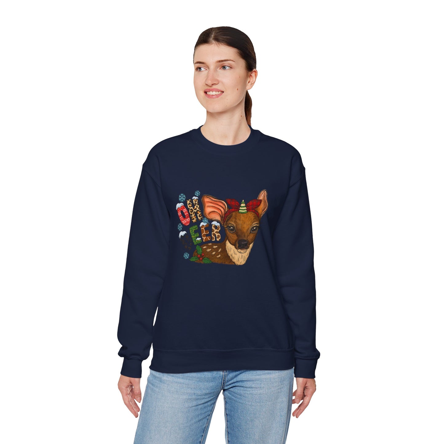 Unisex Heavy Blend™ mw2017 | Oh Deer Christmas Sweatshirt – Funny Reindeer Holiday Crewneck | Cute Unisex Winter Gift