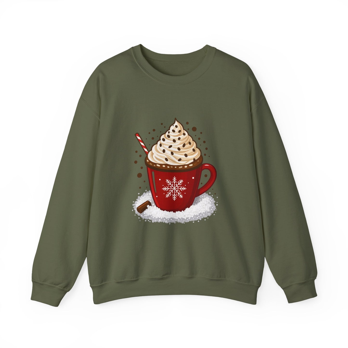 Unisex Heavy Blend™ mw2056 | Hot Cocoa Christmas Sweatshirt – Festive Holiday Mug Crewneck, Winter Hot Chocolate Pullover Sweater