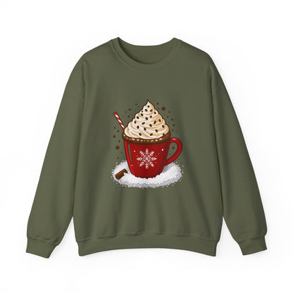 Unisex Heavy Blend™ mw2056 | Hot Cocoa Christmas Sweatshirt – Festive Holiday Mug Crewneck, Winter Hot Chocolate Pullover Sweater